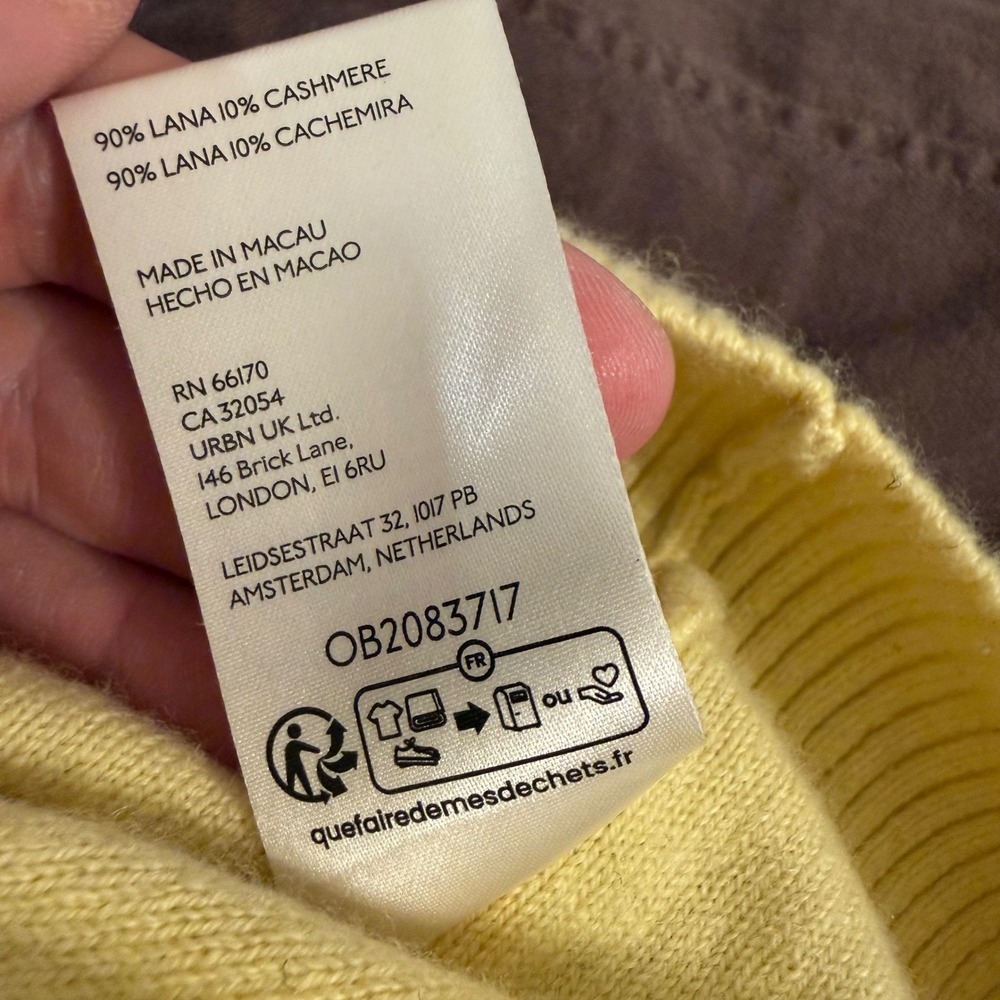 Free People Yellow Wool Cashmere Blend Button Front Cardigan OB2083717 Mens M - Picture 5 of 8